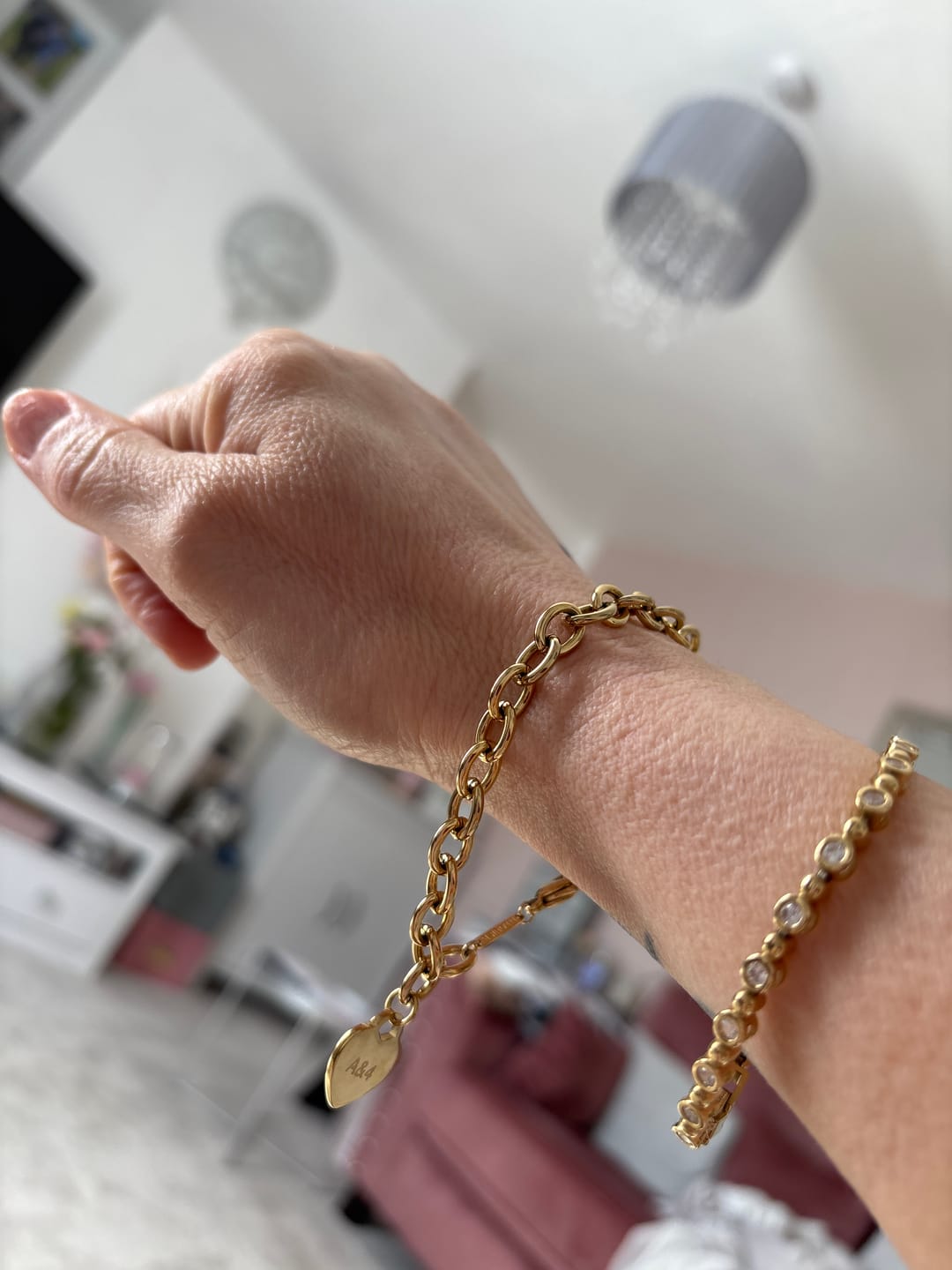 Customer photo review of Classic Chunky Engravable Heart Bracelet