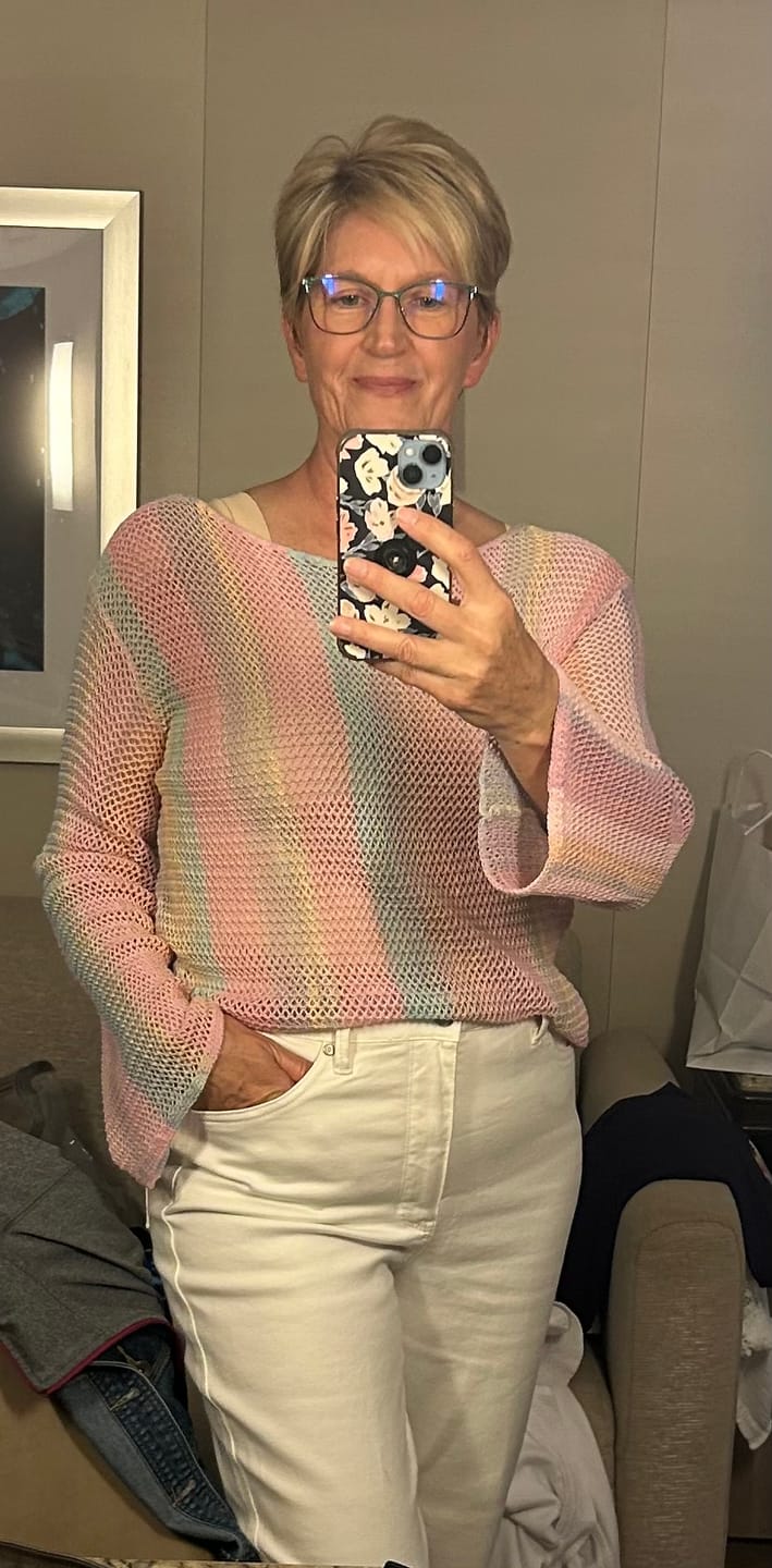 Customer photo review of Rainbow Road Crochet Top