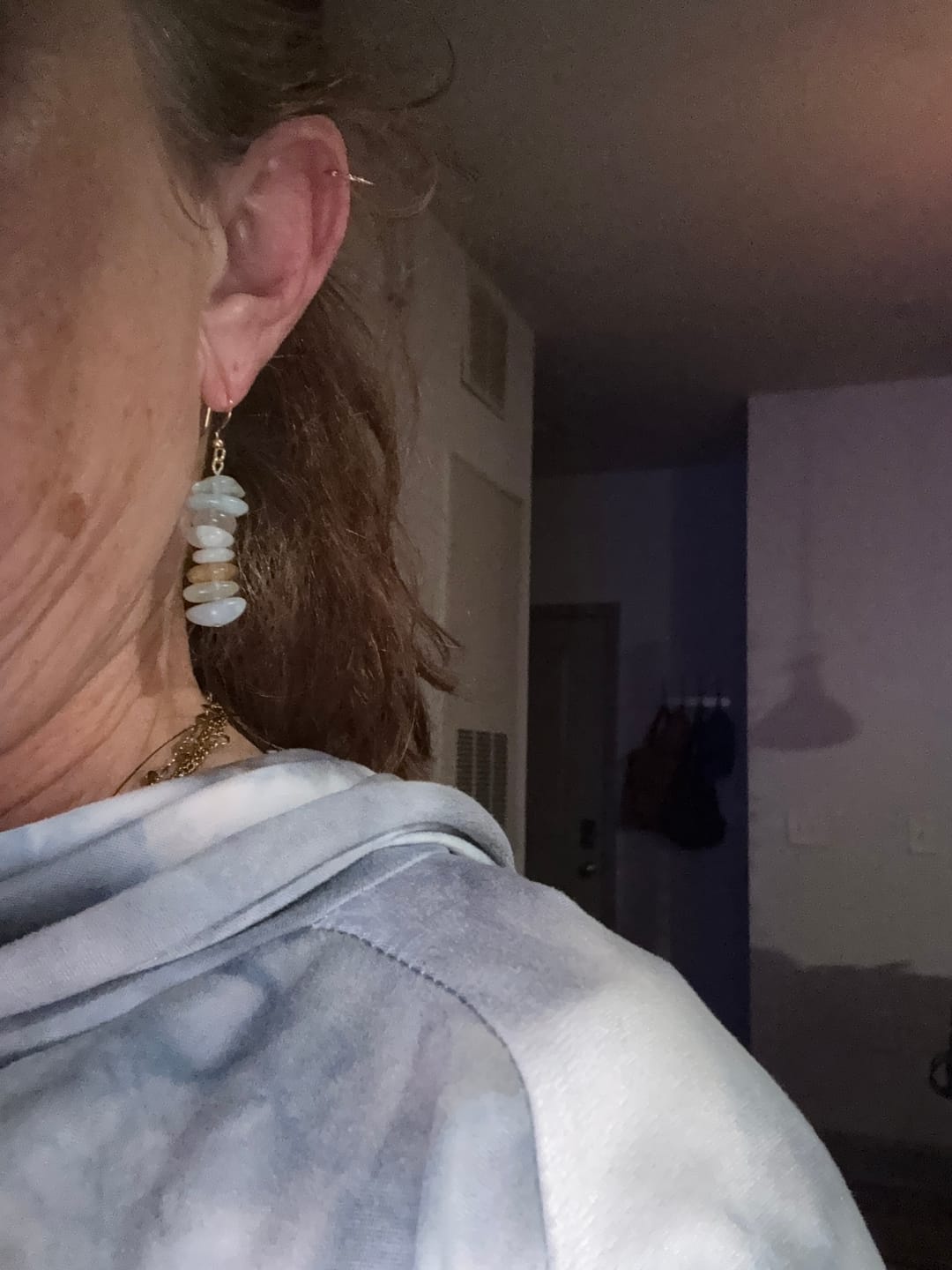 Customer photo review of Natural Green Jade Drop Earrings