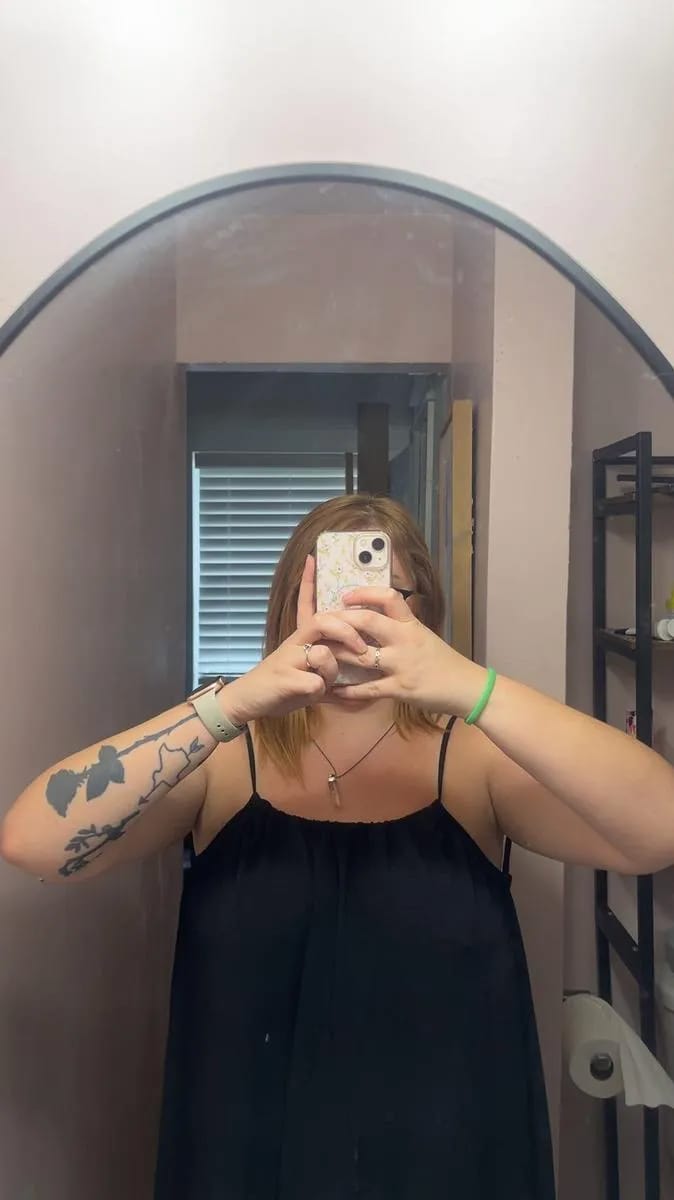 Customer photo review of Backless Maxi Dress