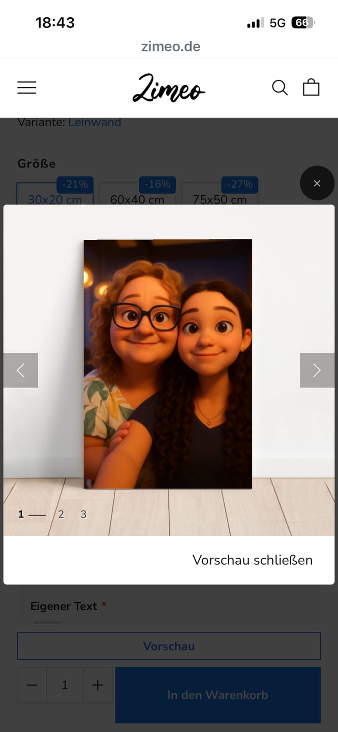 Customer photo review of Personalisierte Leinwand - Animiertes Portrait