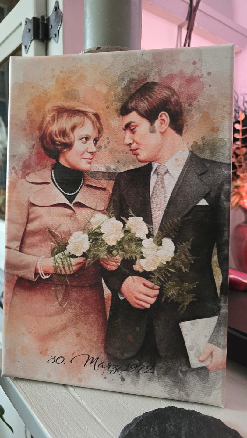 Customer photo review of Dein Hochzeitsfoto als Aquarell Poster | Geschenk zur Hochzeit