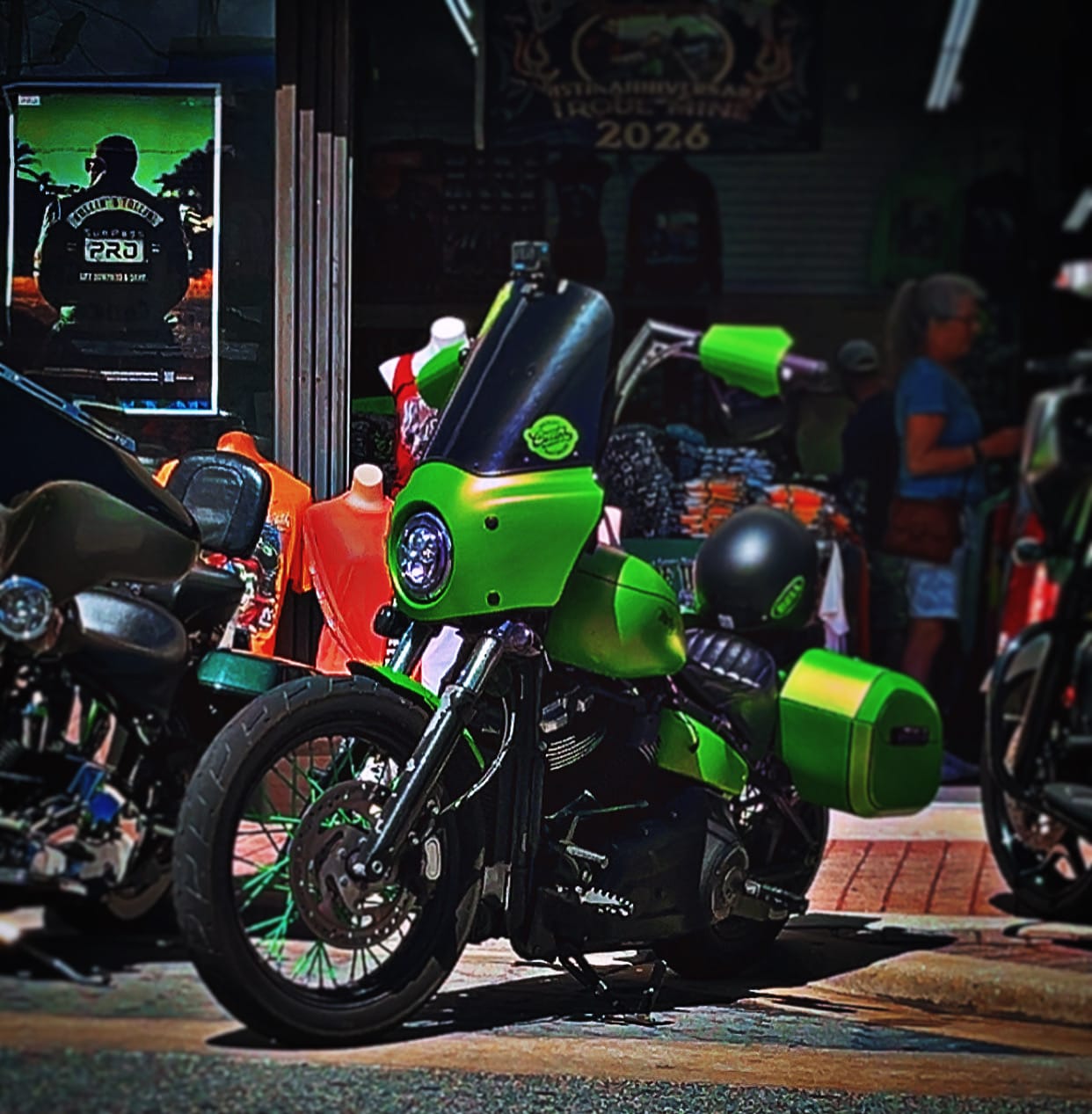 Customer photo review of 32L - Darkin Large Quick Mount Painted Hard Saddlebags for Harley Softail Street Bob FXBB