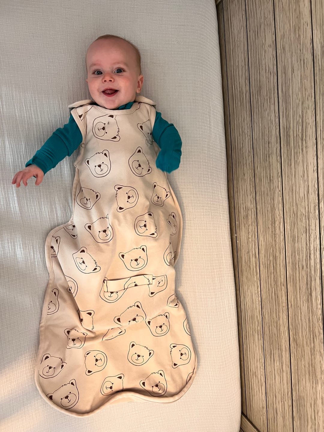 Customer photo review of 4 Season® Ultimate Baby Sleep Bag, Merino Wool & Organic Cotton, Teddy Bear
