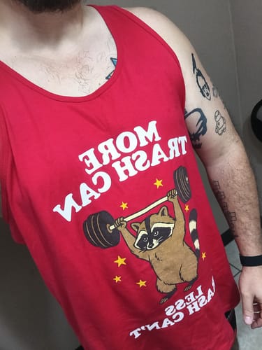 Customer photo review of More Trash Can Tank Top