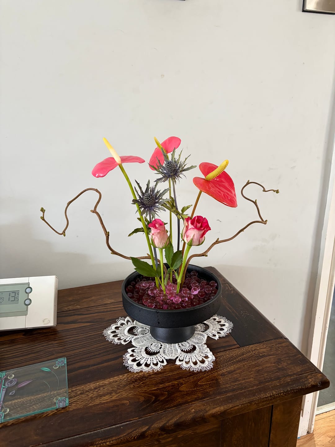 Customer photo review of Ceramic Ikebana Flower Vase – Pitch Black