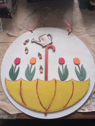 Customer photo review of Unfinished Wood Garden Watering Can Shape - Craft - up to 46" DIY