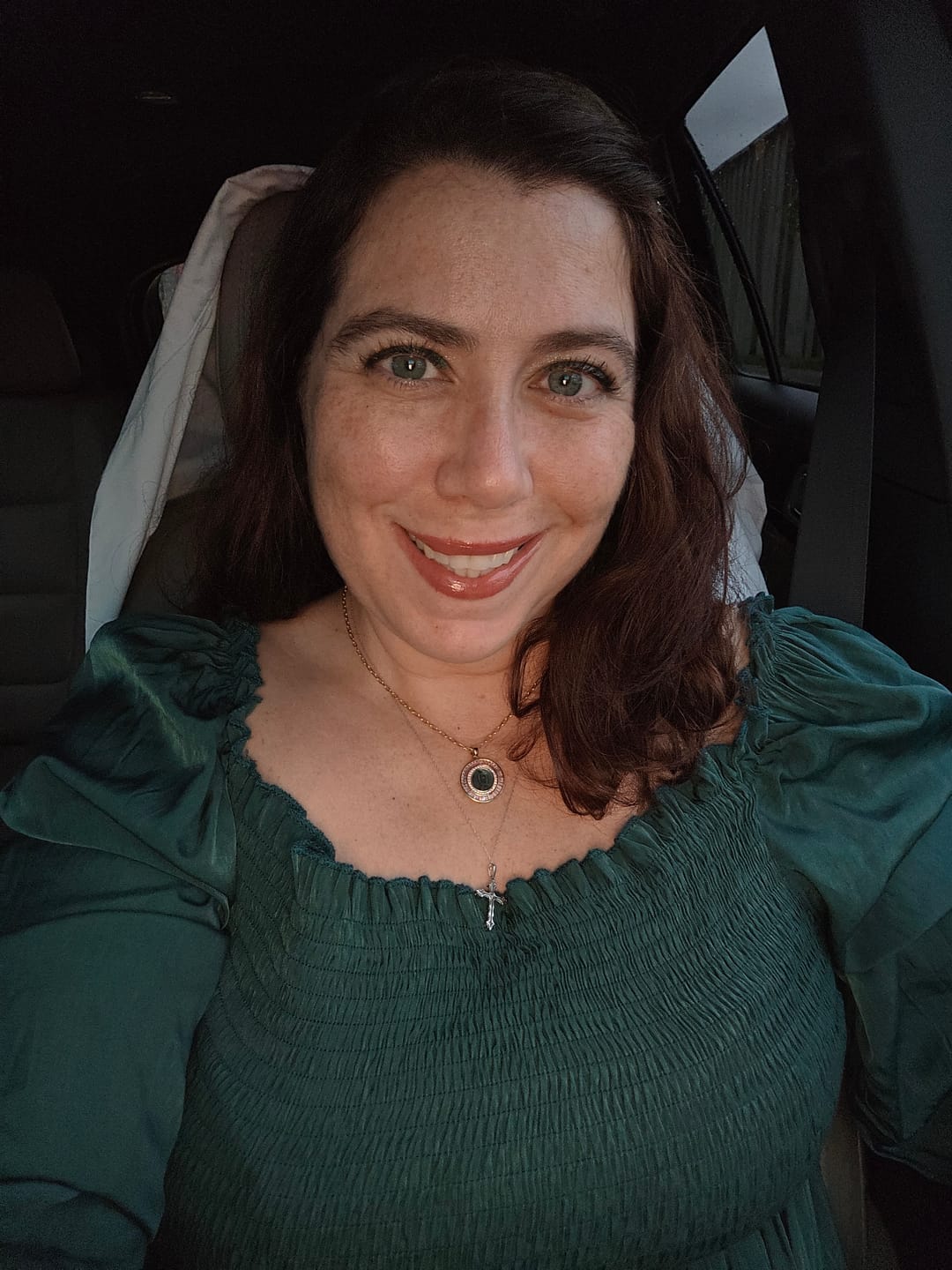 Customer photo review of Black Pearl Mother Mary Necklace