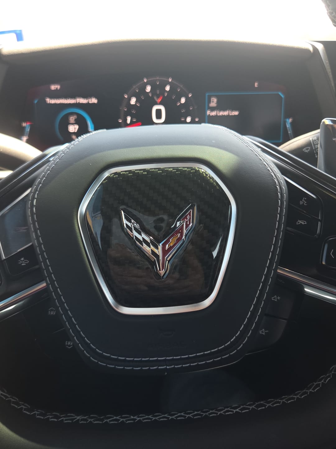 Customer photo review of C8 Corvette Real Carbon Fiber Steering Wheel Airbag Center Cover | Interior Overlay (2020–2026)