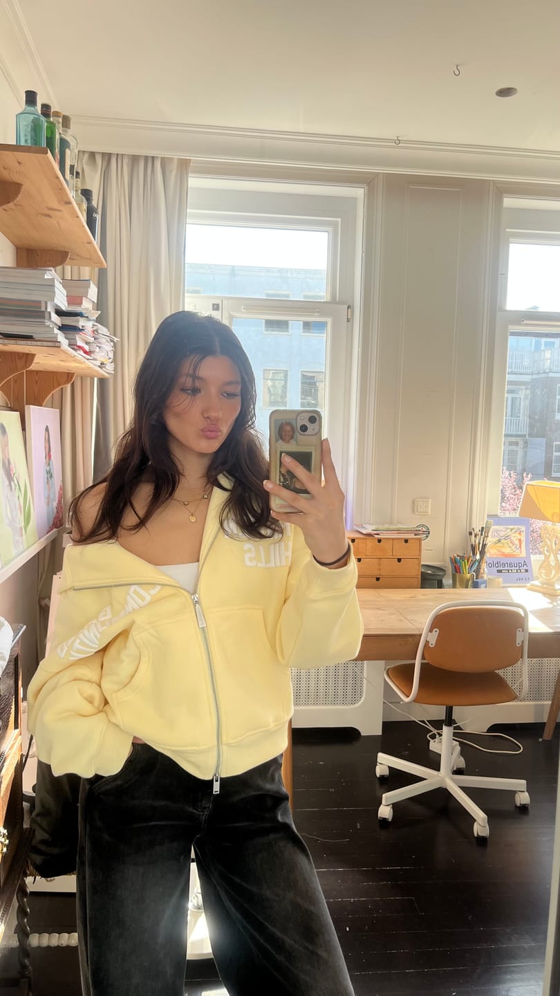Customer photo review of GATED COMMUNITY ZIP HOODIE BUTTER YELLOW