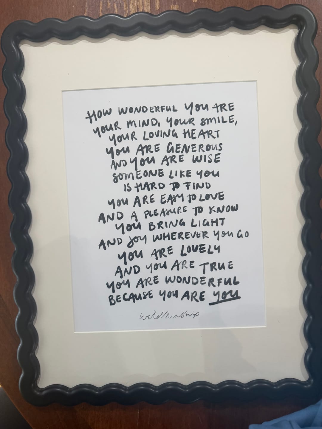 Customer photo review of 'Because You are You' Black & White 1st Edition Artwork
