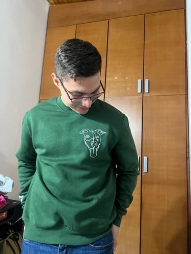 Customer photo review of Embroidered Pet Face and Pet Name on Sleeve Sweatshirt for Pet Lovers