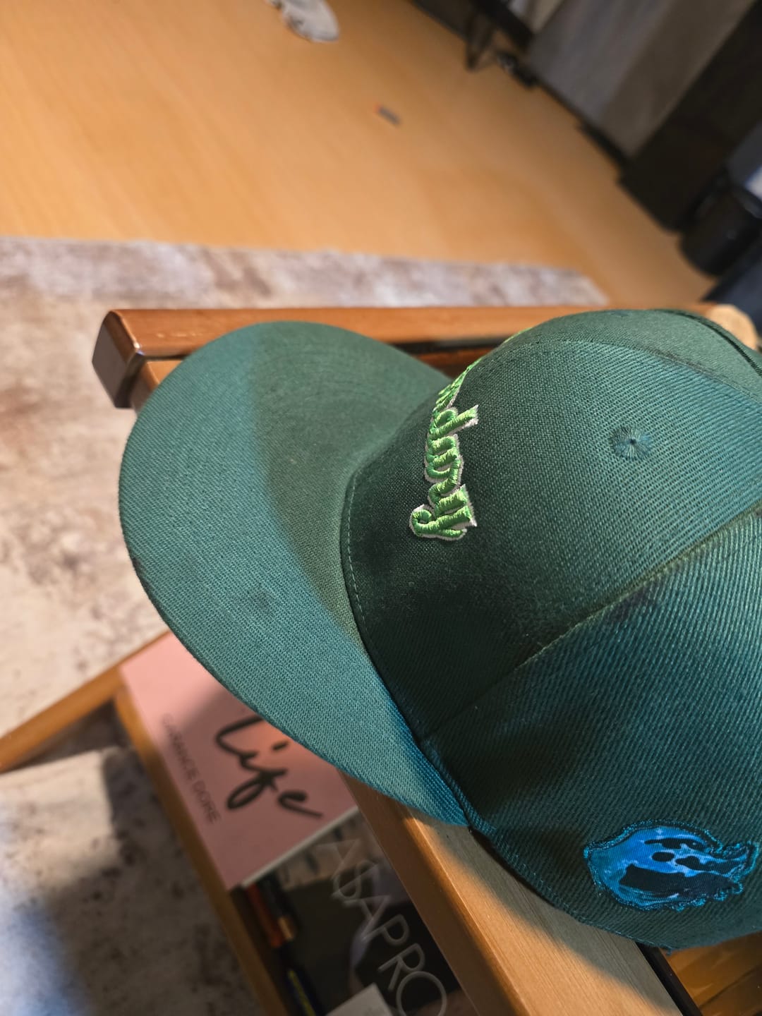 Customer photo review of Custom Green 3D Puff Embroidery Flat Embroidery Casual Sport Baseball Cap