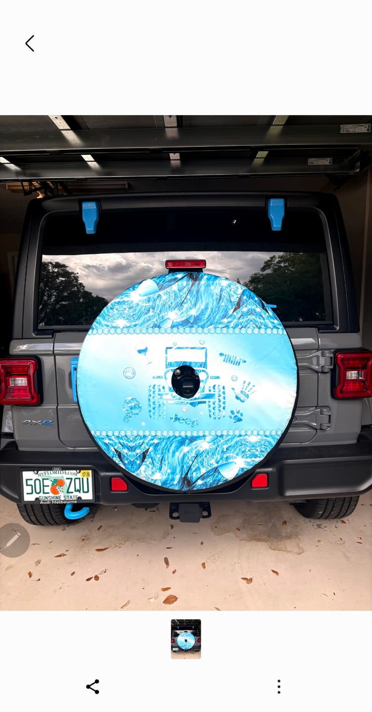 Customer photo review of Jeep Royal Blue Stone Wine Spare Tire Cover LT7