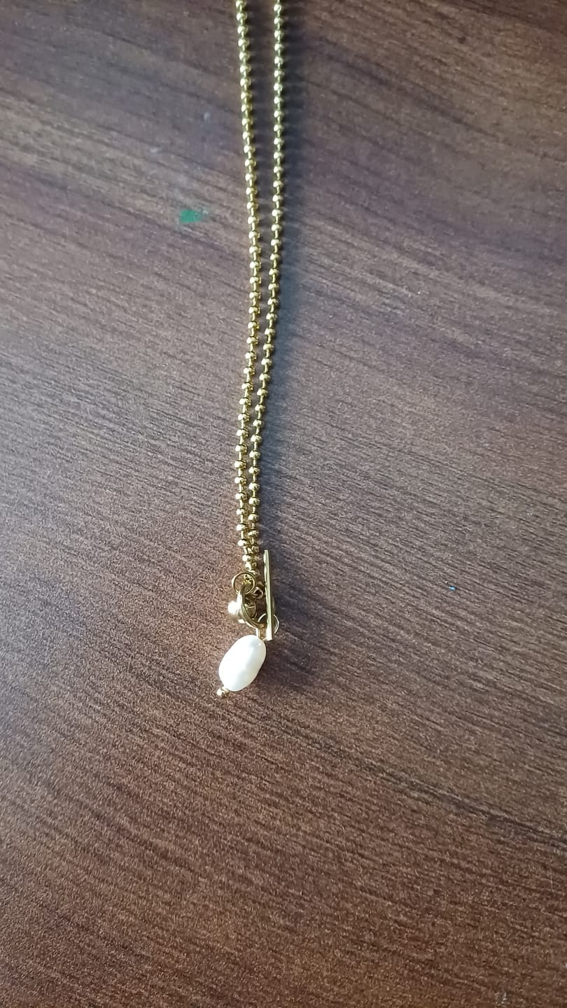 Customer photo review of Dainty Beaded Pearl Chain
