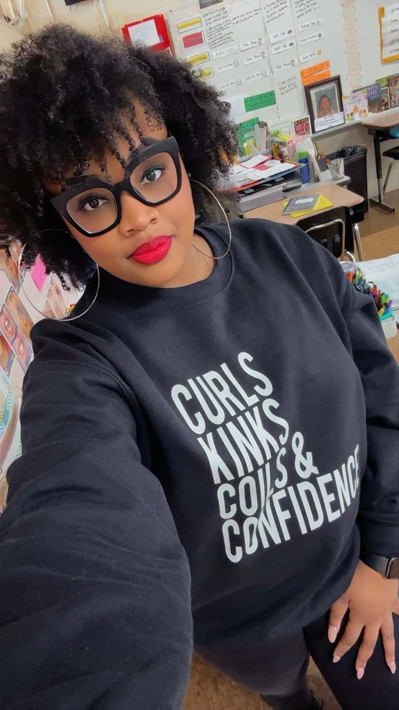 Customer photo review of Curl Coils Kinks & Confidence Sweatshirt | Natural hair sweatshirt