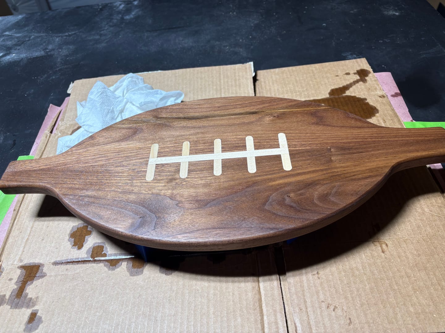 Customer photo review of 16.25x9" Football With Lace Inlay Acrylic Router Template