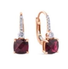 Customer photo review of Rhodolite Garnet & Diamond Checkerboard Drop Earrings in 9ct Rose Gold
