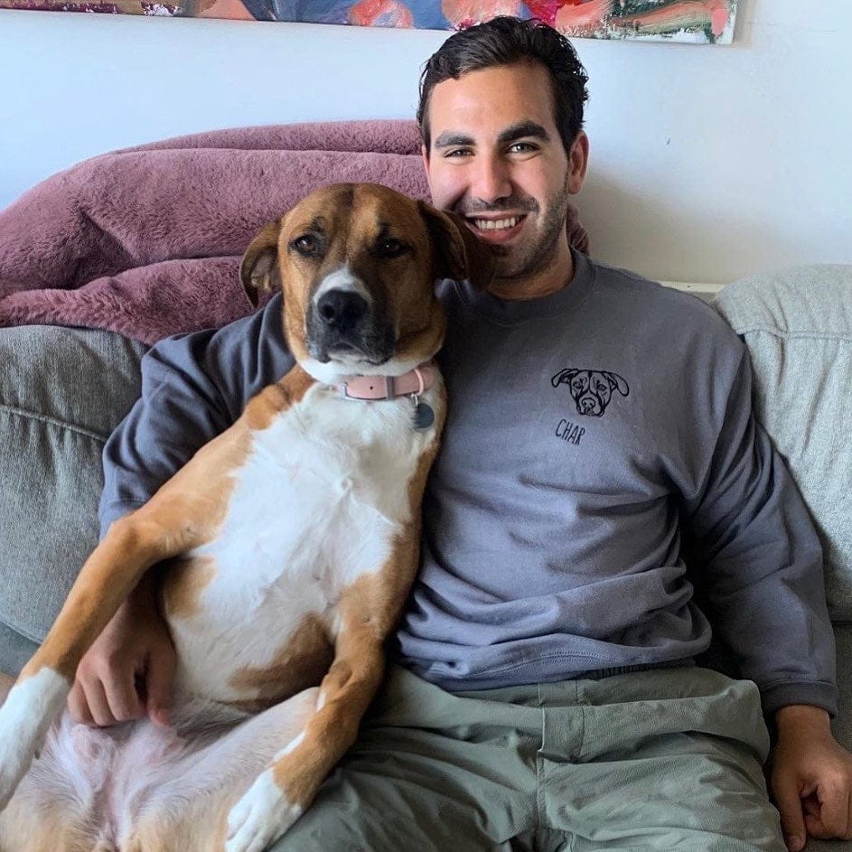 Customer photo review of Embroidered Pet Face and Pet Name on Sleeve Sweatshirt for Pet Lovers