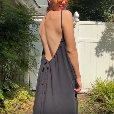 Customer photo review of Backless Maxi Dress