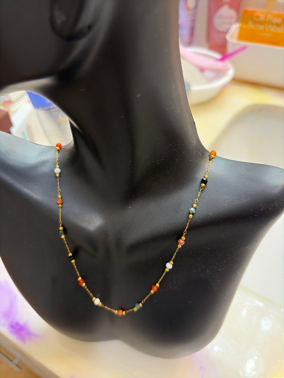 Customer photo review of Lulu Beaded Stone Necklace
