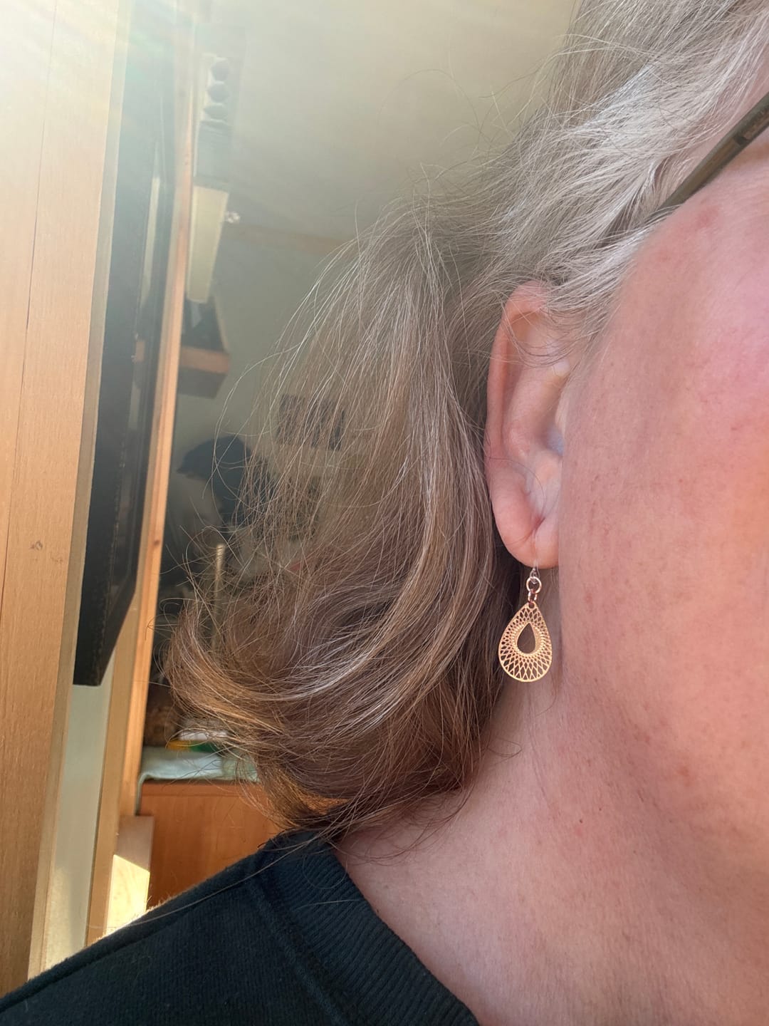 Customer photo review of Tiny Teardrop Dangles