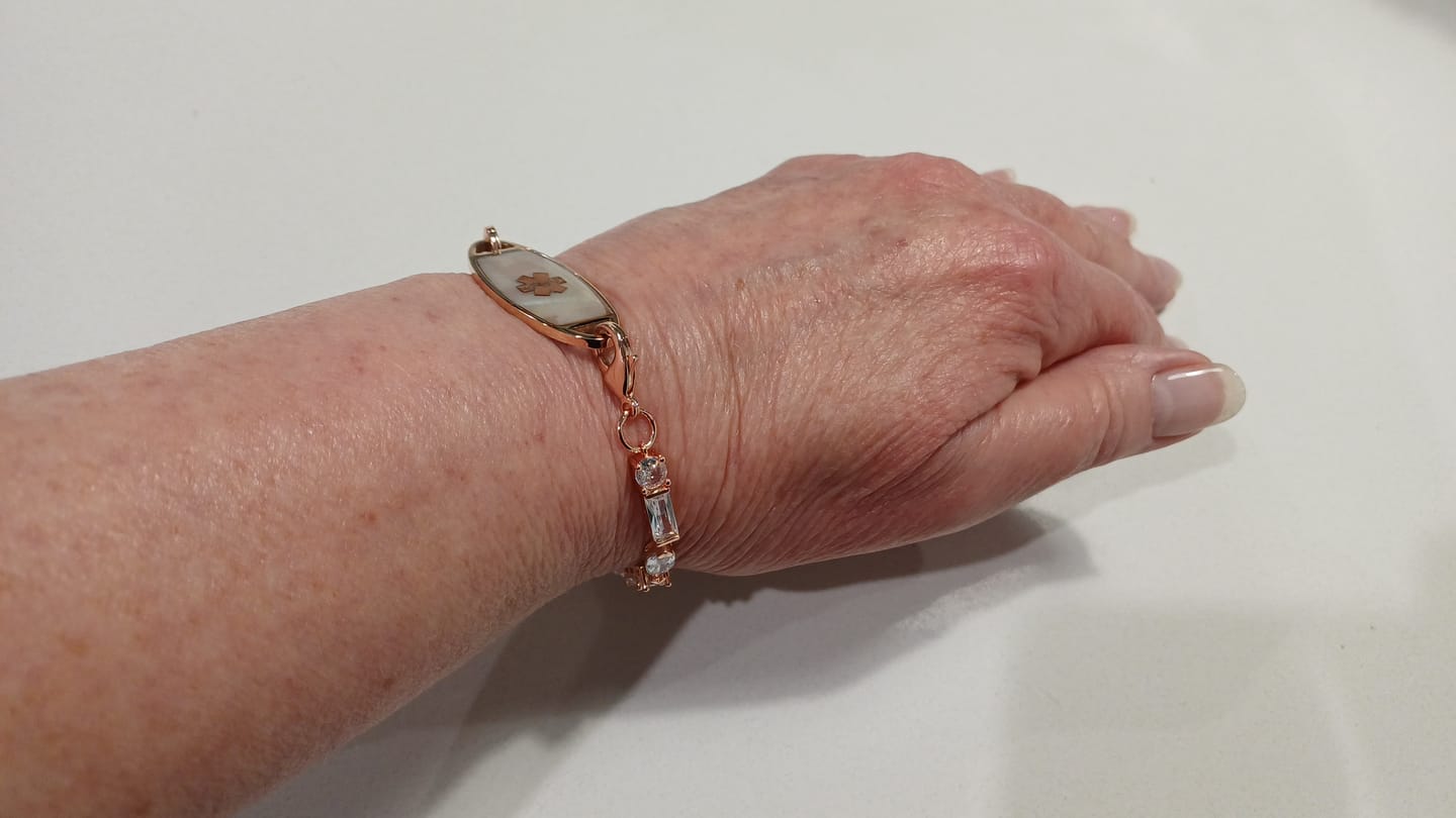 Customer photo review of Lumine Grace Women’s Medical ID Bracelet