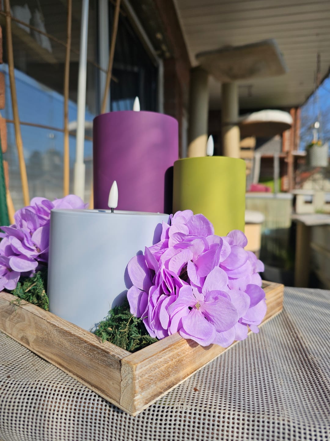 Customer photo review of Udendørs LED Bloklys Ø 7,5 x 10 cm Olivengrøn