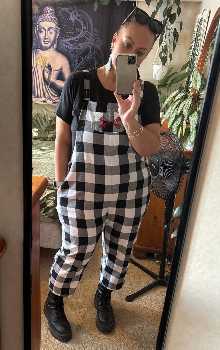 Customer photo review of Tartan Overalls - White & Black