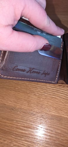 Customer photo review of Badge Bifold Wallet - Walnut Brown