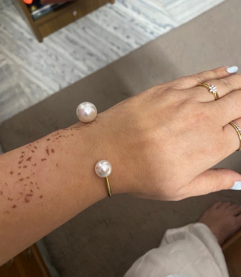 Customer photo review of Pearl Cuff Bangle Bracelet