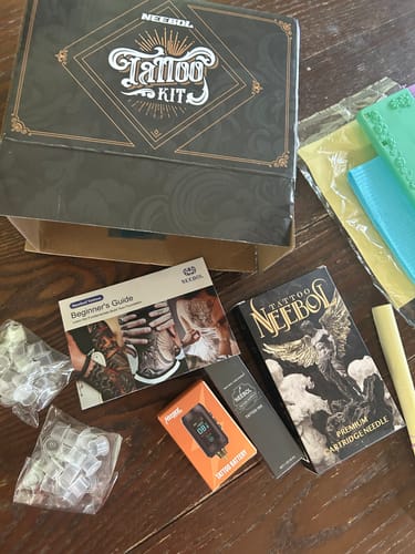 Customer photo review of Tattoo Kit - Neebol Wireless Tattoo Gun Kit for Beginner A10 & 67M