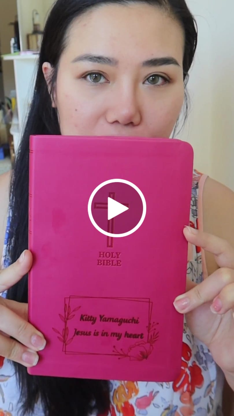 Customer video review of Personalized KJV Pink Value Thinline Bible - Red Letter - Engraved Cross Floral Frame