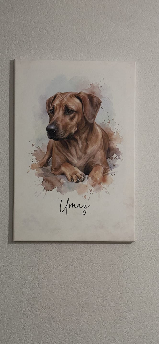 Customer photo review of Personalisierte Leinwand - "Tierportrait Aquarell"