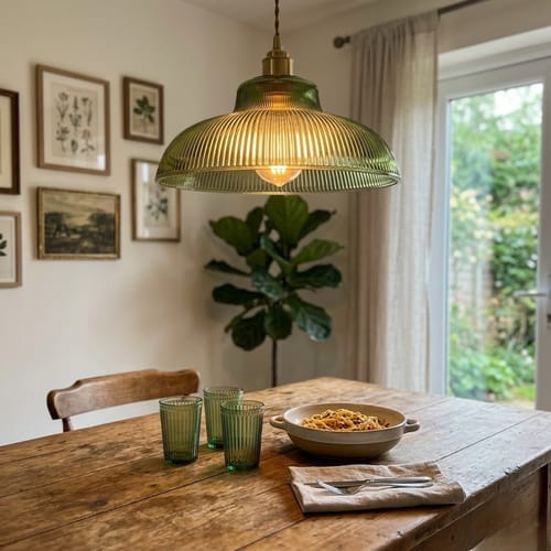Customer photo review of Adjustable Modern Farmhouse Ribbed Glass Dome Pendant Light
