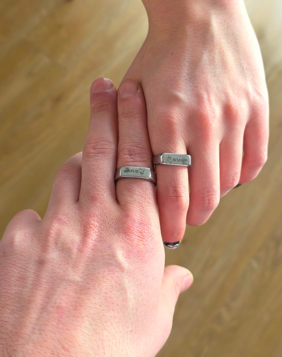 Customer photo review of Silver Engraved Rectangle Signet Ring