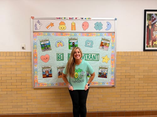 Customer photo review of St. Patrick's Day Pre-Printed Door Decor Bulletin Board Set | St. Patrick's Day Charms