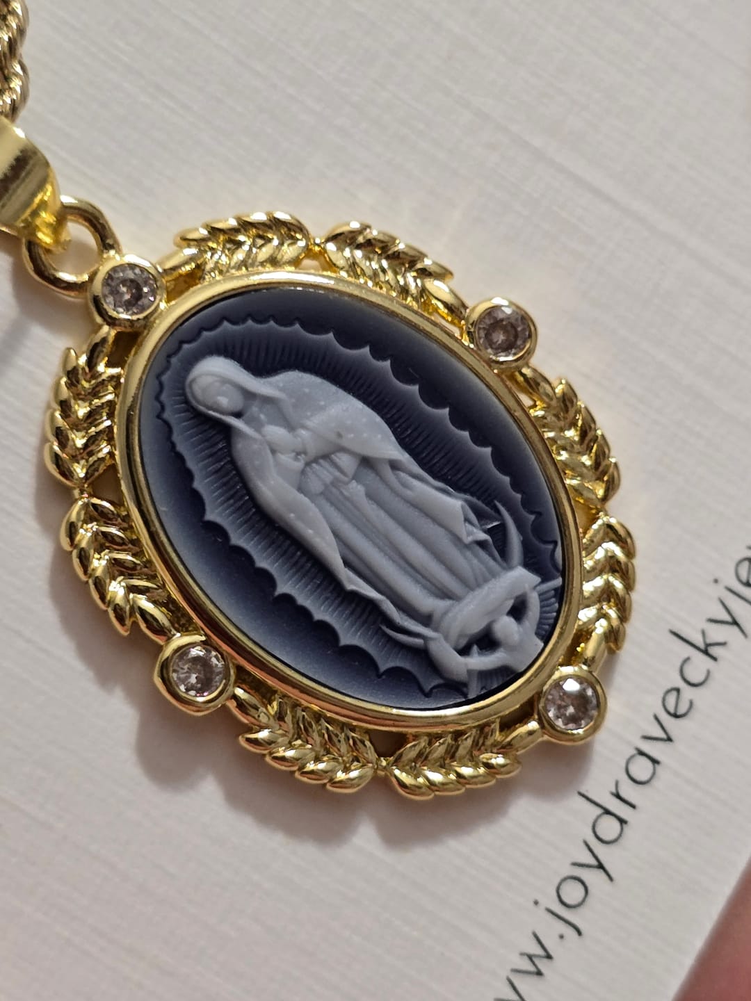 Customer photo review of French Blue Cameo Mary Necklace