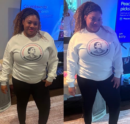 Customer photo review of Candace Intel Crewneck