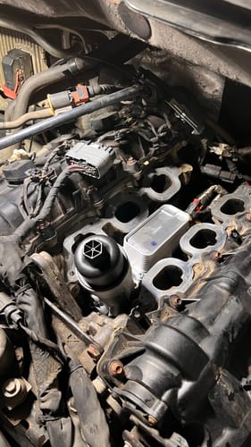 Customer photo review of Engine Oil Cooler with Oil Filter Housing Adapter Assembly for 2011-2016 Chrysler, Dodge, Jeep