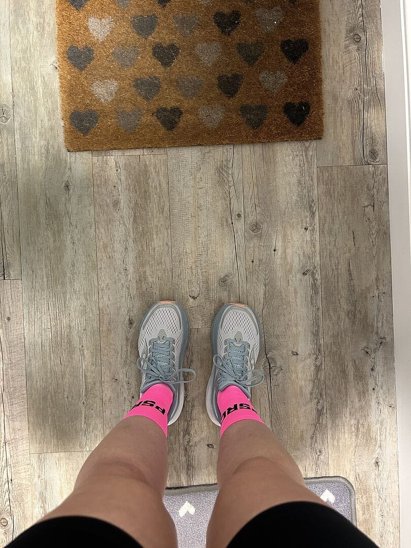 Customer photo review of Performance Running Socks - Neon Pink - PSRC
