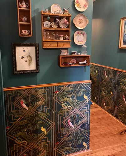 Customer photo review of Akello - Tropical Art Deco Wallpaper - Turquoise - Discontinuing