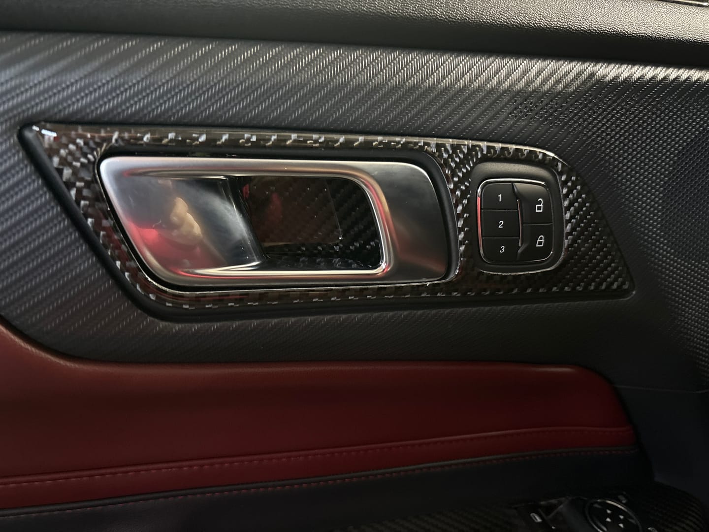 Customer photo review of 2024+ S650 Mustang Real Carbon Interior Door Handle Trim Overlay