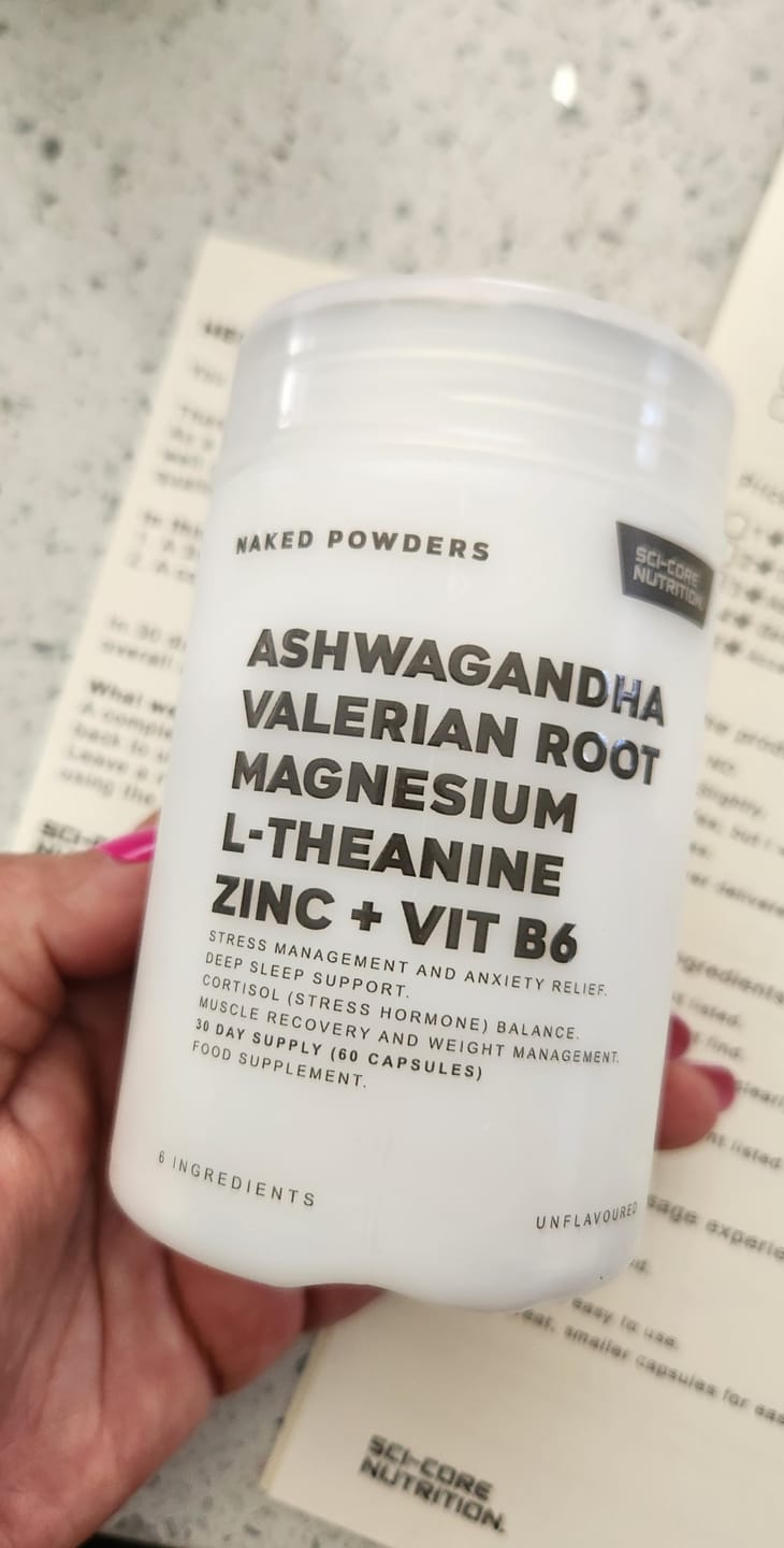 Customer photo review of Ashwagandha, Valerian Root, Magnesium, L-Theanine, Zinc, Vit B6 - 60 caps | 30 day supply