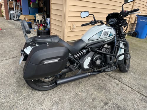 Customer photo review of 40L - Lamellar Raven Extra Large Kawasaki Vulcan S VN650 Leather Covered Motorcycle Hard Saddlebags