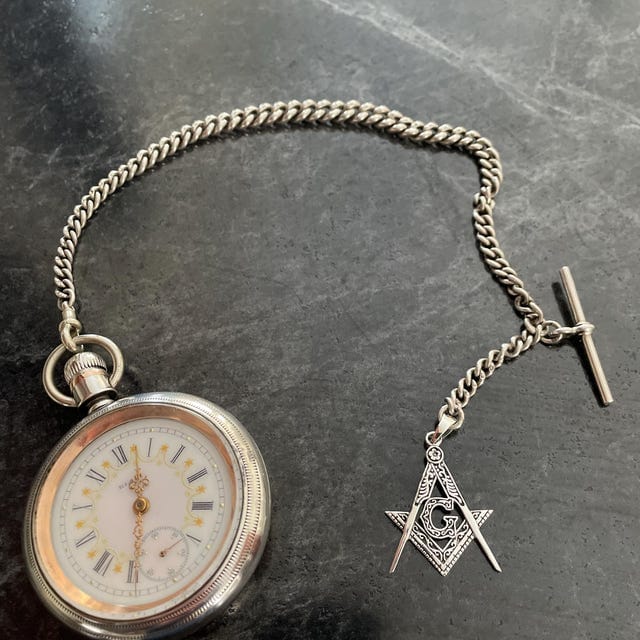 Customer photo review of Sterling Silver Masonic Pendant with Compass