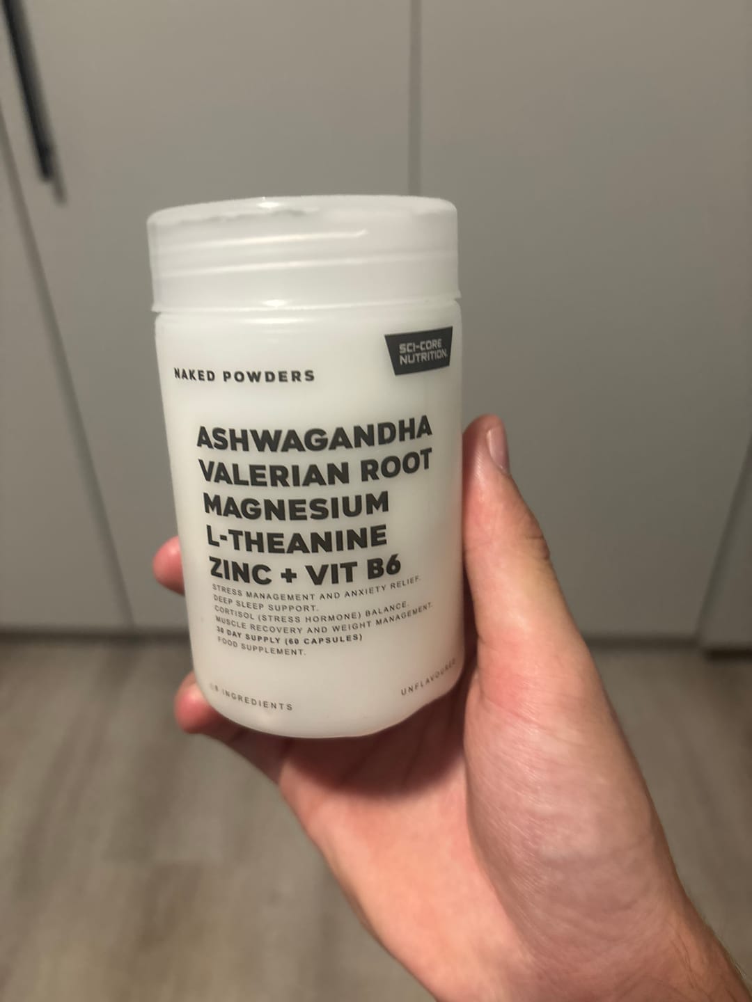 Customer photo review of Ashwagandha, Valerian Root, Magnesium, L-Theanine, Zinc, Vit B6 - 60 caps | 30 day supply