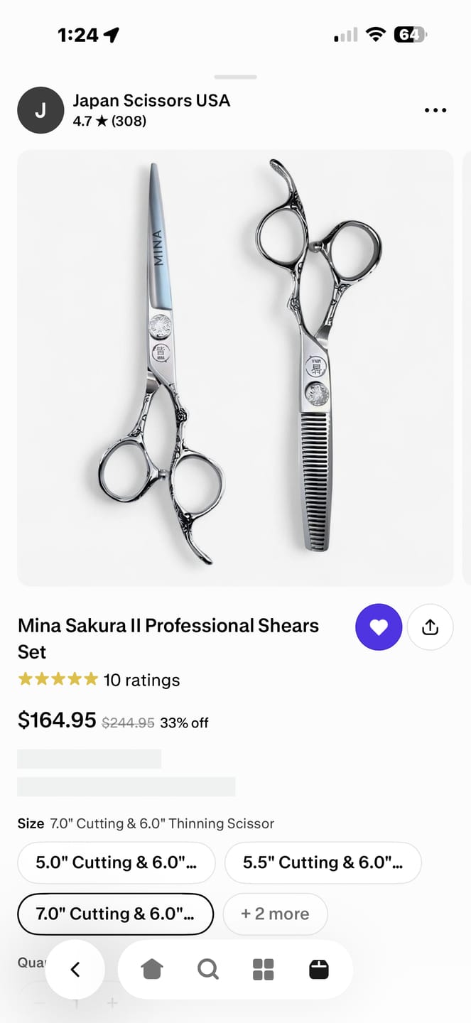 Customer photo review of Mina Sakura II Professional Shears Set