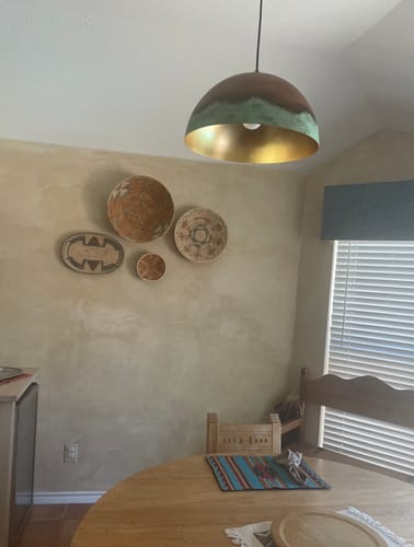 Customer photo review of Oversized Industrial Copper Patina Metal Dome Pendant Light