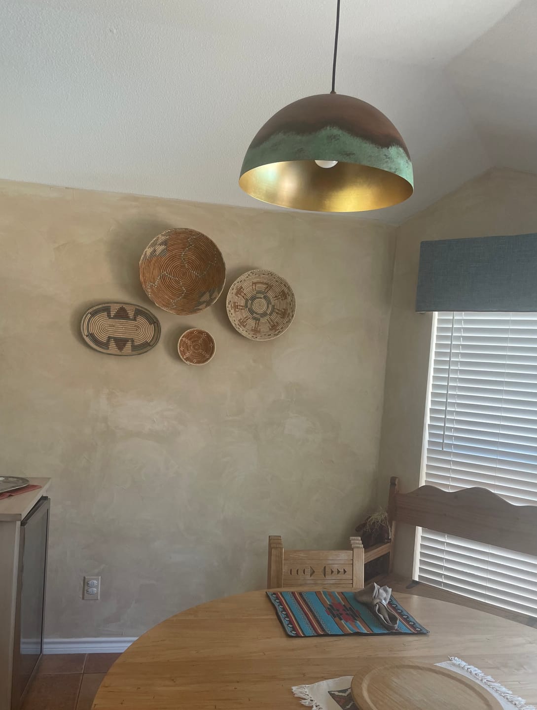 Customer photo review of Oversized Industrial Copper Patina Metal Dome Pendant Light
